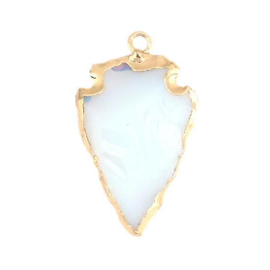 Picture of (Grade A) Opal ( Synthetic ) Pendants Gold Plated White Arrowhead 3.4cm x 2cm, 1 Piece