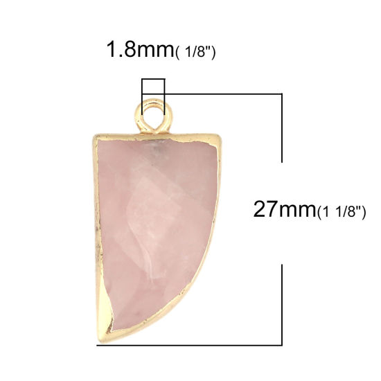 Picture of (Grade A) Rose Quartz ( Natural ) Charms Gold Plated Light Pink Knife 27mm x 14mm, 1 Piece