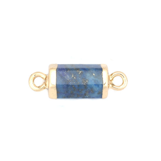 Picture of (Grade A) Lapis Lazuli ( Natural ) Connectors Gold Plated Blue 20mm x 6mm, 1 Piece