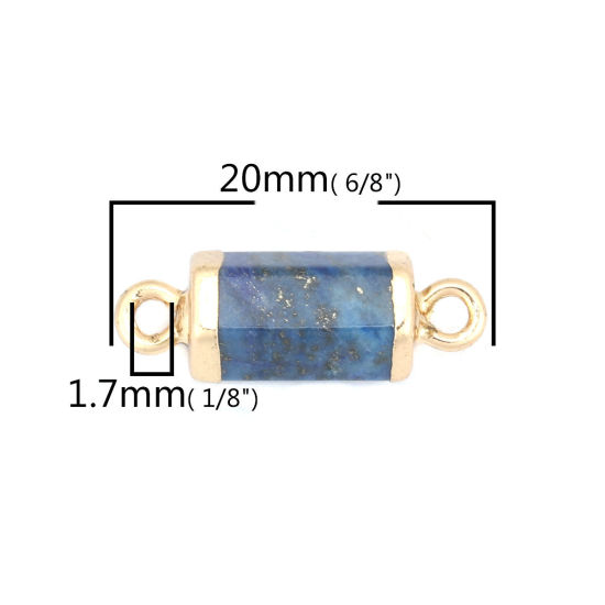 Изображение (Сорт A) Лазурит ( Природный ) Коннекторы Позолоченный Синий 20мм x 6мм, 1 ШТ