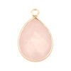 Picture of (Grade A) Rose Quartz ( Natural ) Charms Gold Plated Light Pink Drop Faceted 25mm x 16mm, 1 Piece
