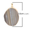 Picture of (Grade A) Agate ( Natural ) Pendants Oval Gold Plated White & Gray 5.6cm x 3.7cm, 1 Piece