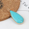 Picture of (Grade B) Turquoise ( Natural ) Pendants Gold Plated Blue Drop Crack 3.4cm x 1.6cm, 1 Piece