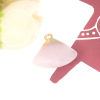 Picture of (Grade A) Rose Quartz ( Natural ) Charms Gold Plated Light Pink Fan-shaped Faceted 20mm x 18mm, 1 Piece