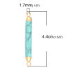 Picture of December Birthstone - (Grade B) Turquoise ( Natural ) Connectors Cylinder Gold Plated Green Blue 4.4cm x 0.5cm, 1 Piece