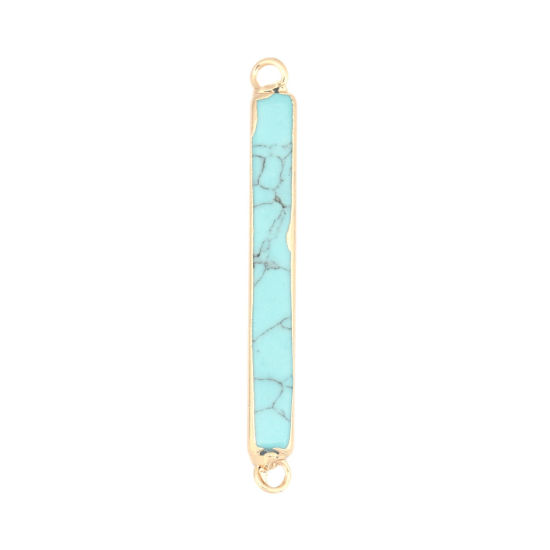 Picture of December Birthstone - (Grade B) Turquoise ( Natural ) Connectors Rectangle Green Blue Crack 4.9cm x 0.5cm, 1 Piece