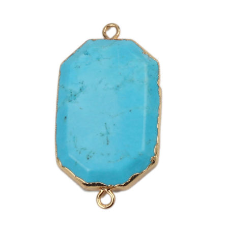 Imagen de (Grado A) Turquesa Azul ( Natural ) Conectores Geométrico Lago Azul Sección 38mm x 20mm , 1 Unidad