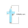 Picture of December Birthstone - (Grade A) Turquoise ( Natural ) Pendants Silver Tone Light Blue Cross 4.4cm x 2cm, 1 Piece