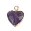 Picture of February Birthstone - (Grade A) Crystal ( Natural ) Charms Gold Plated Purple Heart Faceted 16mm x 13mm, 1 Piece