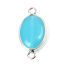 Bild von Glas Verbinder Oval Silberfarbe Azurblau 27mm x 14mm, 1 Stück