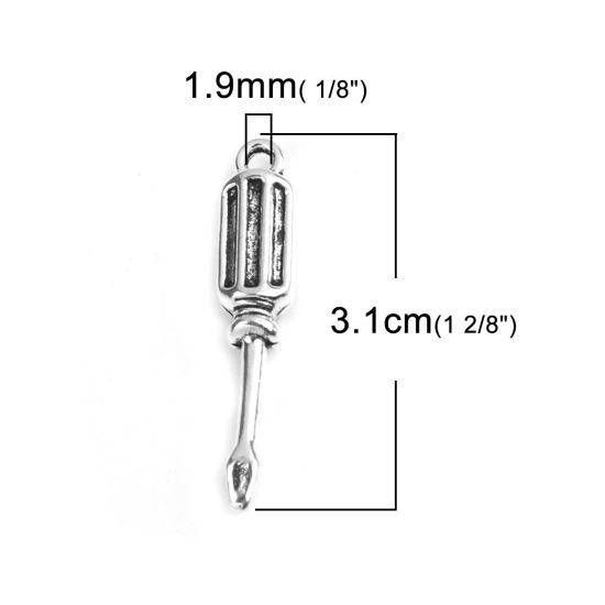 Picture of Zinc Based Alloy Pendants Antique Silver Color Screwdriver 31mm x 6mm, 50 PCs