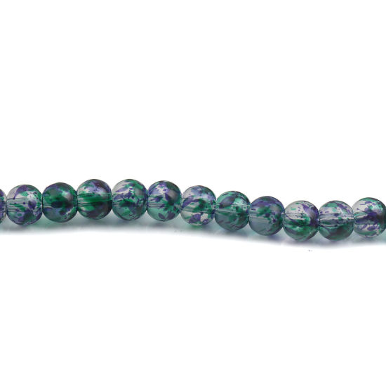 Image de Perles en Verre Rond Multicolore Env. 8mm Dia, Trou: 1.4mm, 28.5cm long, 1 Pièce (env. 42 Pcs/Enfilade)