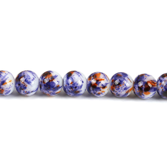 Image de Perles en Verre Rond Violet & Brun Env. 9mm - 8mm Dia, Trou: 1.2mm, 32.5cm long, 1 Enfilade (env. 42 Pcs/Enfilade)