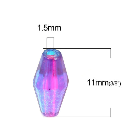 Bild von Glas Perlen Blumenvase Dunkelblau & Fuchsie Mixefarbe Facettiert ca. 11mm x 6mm, Loch: 1.5mm, 50 Stück