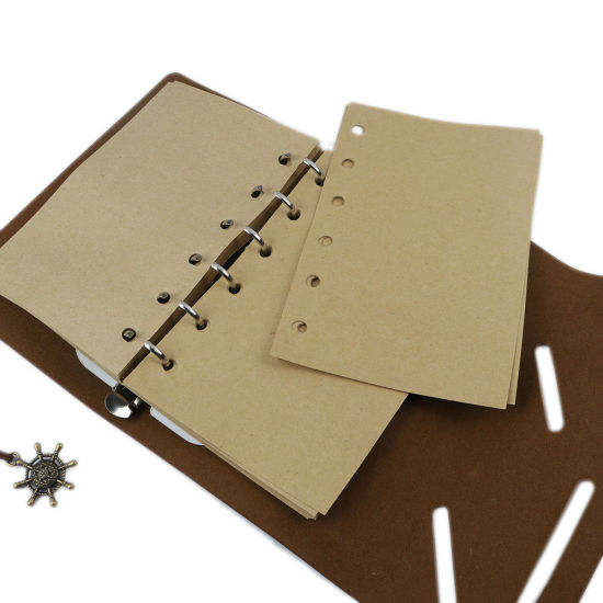 Picture of (150 Pages) PU Leather & Kraft Paper Writing Memo Notebook Navy Blue Rectangle 14.5cm x 10cm, 1 Copy