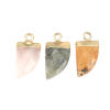 Picture of (Grade A) Rose Quartz ( Natural ) Charms Gold Plated Light Pink Knife 20mm x 12mm, 1 Piece