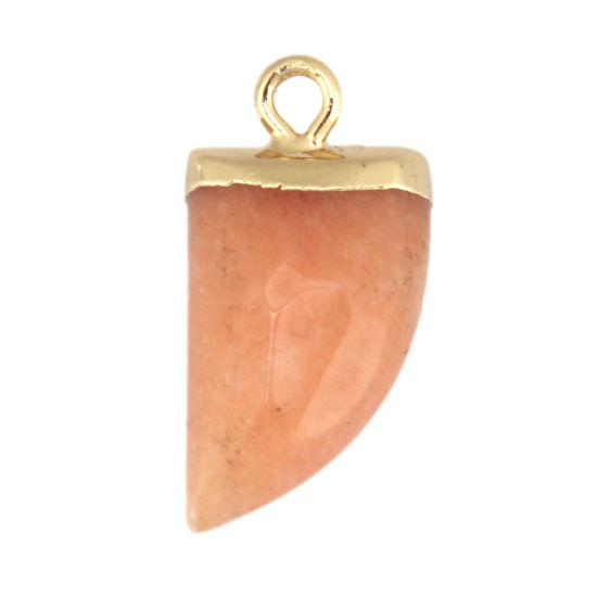 Picture of (Grade B) Stone ( Natural ) Charms Gold Plated Dark Orange Knife 21mm x 11mm, 1 Piece
