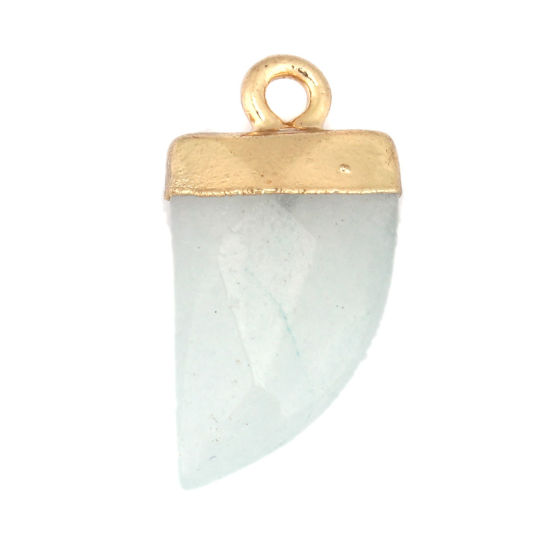 Picture of (Grade B) Stone ( Natural ) Charms Gold Plated French Gray Knife 21mm x 11mm, 1 Piece