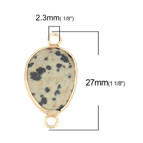 Picture of Stone ( Natural ) Connectors Drop Gold Plated Black & Khaki Spot 27mm x 14mm, 1 Piece