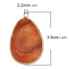 Picture of (Grade A) Agate ( Natural ) Pendants Drop Gold Plated Orange-red Texture 3.9cm x 2.6cm, 1 Piece
