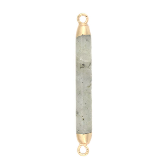 Picture of (Grade A) Spectrolite ( Natural ) Connectors Cylinder Gold Plated Gray 4.5cm x 0.6cm, 1 Piece