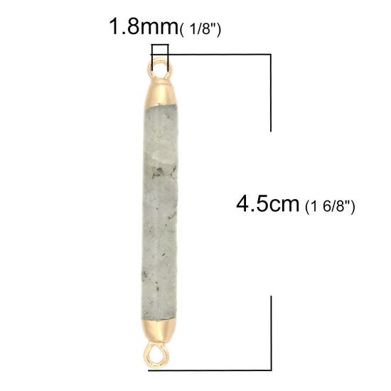 Bild von (Klasse A) Spektrolith ( Natur ) Verbinder Zylinder Vergoldet Grau 4.5cm x 0.6cm, 1 Stück