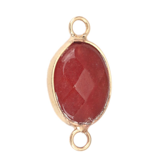 Image de (Classement B) Connecteurs en Pierre Blanche ( Naturel ) Ovale Doré Rouge Foncé 23mm x 11mm, 1 Pièce