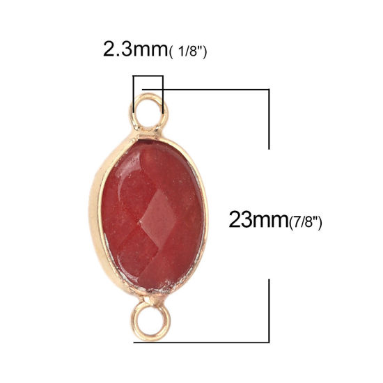 Image de (Classement B) Connecteurs en Pierre Blanche ( Naturel ) Ovale Doré Rouge Foncé 23mm x 11mm, 1 Pièce