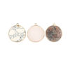 Picture of (Grade B) Turquoise ( Natural ) Pendants Gold Plated Off-white Round Crackle 3.5cm x 3.1cm, 1 Piece