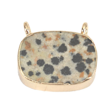 Imagen de Natural Piedra Conectores Óvalo Chapado en Oro Negro & Caqui Mancomunidad 19mm x 16mm, 1 Unidad