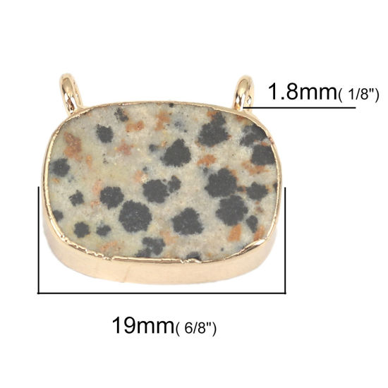 Picture of Stone ( Natural ) Connectors Oval Gold Plated Black & Khaki Spot 19mm x 16mm, 1 Piece