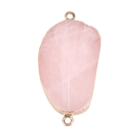 Imagen de (Grado A) Natural Rosa Cuarzo Conectores Irregular Chapado en Oro Color rosa 4.5cm x 2.2cm, 1 Unidad
