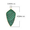 Picture of (Grade B) Malachite ( Natural ) Pendants Shield Gold Plated Black & Green Texture 4.2cm x 2.1cm, 1 Piece