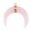 Imagen de (Grado A) Rosa Cuarzo ( Natural ) Colgantes Chapado en Oro Color rosa Luna Media 3.8cm x 3.7cm, 1 Unidad
