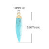 Picture of (Grade B) Turquoise ( Natural ) Pendants Gold Plated Blue Pencil Texture 3.2cm x 0.7cm, 1 Piece