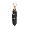 Picture of (Grade B) Crystal ( Natural ) Pendants Gold Plated Light Black Geometric Wrapped 4cm x 1.1cm, 1 Piece