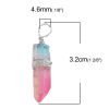Picture of (Grade B) Crystal ( Natural ) Pendants Silver Tone Blue & Pink Geometric Wrapped 3.2cm x 0.9cm, 1 Piece