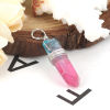 Picture of (Grade B) Crystal ( Natural ) Pendants Silver Tone Blue & Pink Geometric Wrapped 3.2cm x 0.9cm, 1 Piece