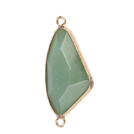 Imagen de (Grado A) Natural Venturina Conectores Triángulo Chapado en Oro Verde 4.2cm x 2cm, 1 Unidad