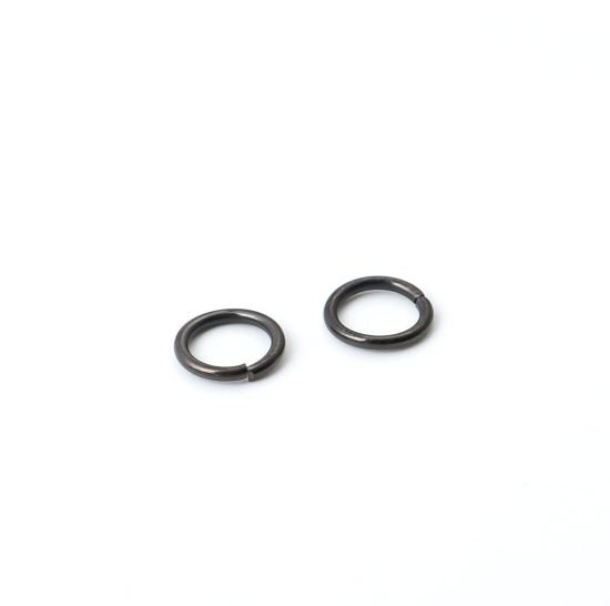 Picture of 10 PCs Vacuum Plating 304 Stainless Steel Open Jump Rings Findings Gunmetal 7mm Dia.