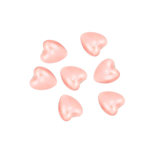 Изображение Керамические Бусины Сердце Персик-Розовый Примерно 13мм x 12мм, Размер Поры 1.9мм, 20 ШТ