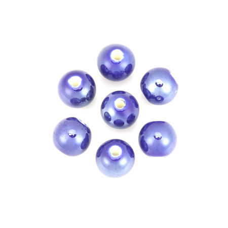 Image de Perles en Céramique Rond Saphir 10mm Dia, Taille de Trou: 2.3mm, 30 Pcs