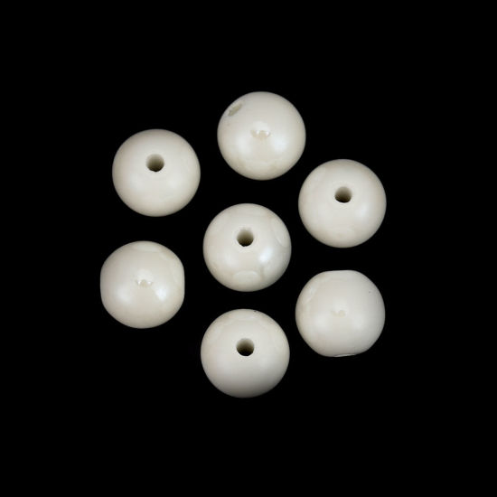 Bild von Keramik Perlen Rund Weiß ca. 12mm D., Loch:ca. 2mm, 30 Stück