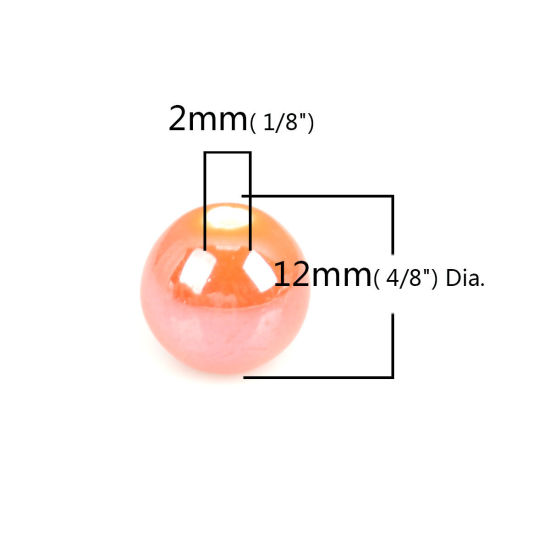 Picture of Ceramic Beads Round Orange About 12mm Dia, Hole: Approx 2mm, 30 PCs