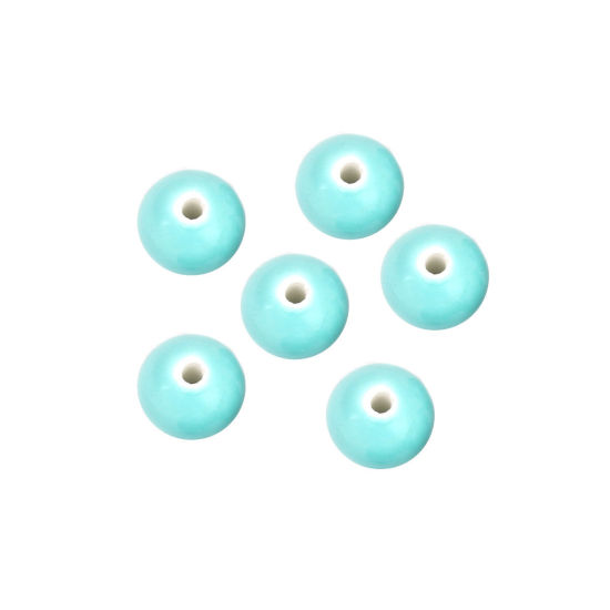 Picture of Ceramic Beads Round Green Blue About 12mm Dia, Hole: Approx 2mm, 30 PCs