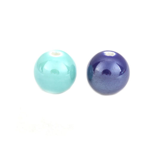 Picture of Ceramic Beads Round Green Blue About 12mm Dia, Hole: Approx 2mm, 30 PCs