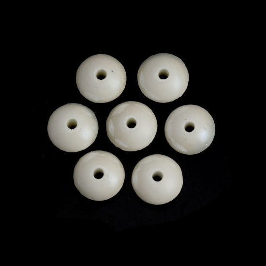 Изображение Керамические Бусины Абак Белый Примерно 12мм диаметр, Размер Поры 2.2мм, 20 ШТ