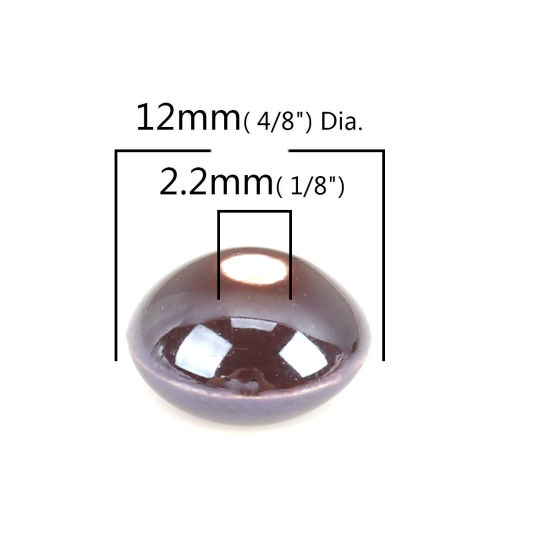 Picture of Ceramic Beads Flat Round Dark Coffee About 12mm Dia, Hole: Approx 2.2mm, 20 PCs