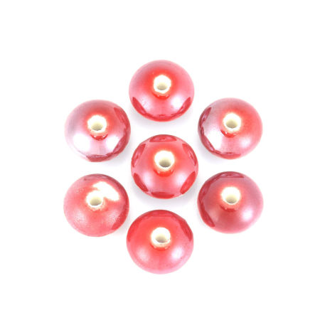 Image de Perles en Céramique Plat-Rond Rouge Foncé 12mm Dia, Taille de Trou: 2.2mm, 20 Pcs