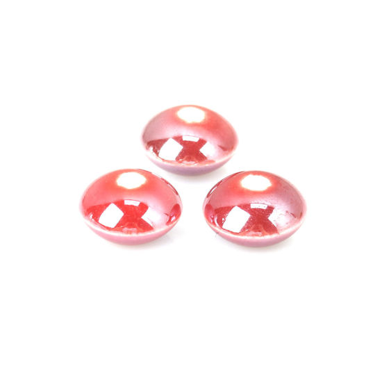 Picture of Ceramic Beads Flat Round Deep Red About 12mm Dia, Hole: Approx 2.2mm, 20 PCs